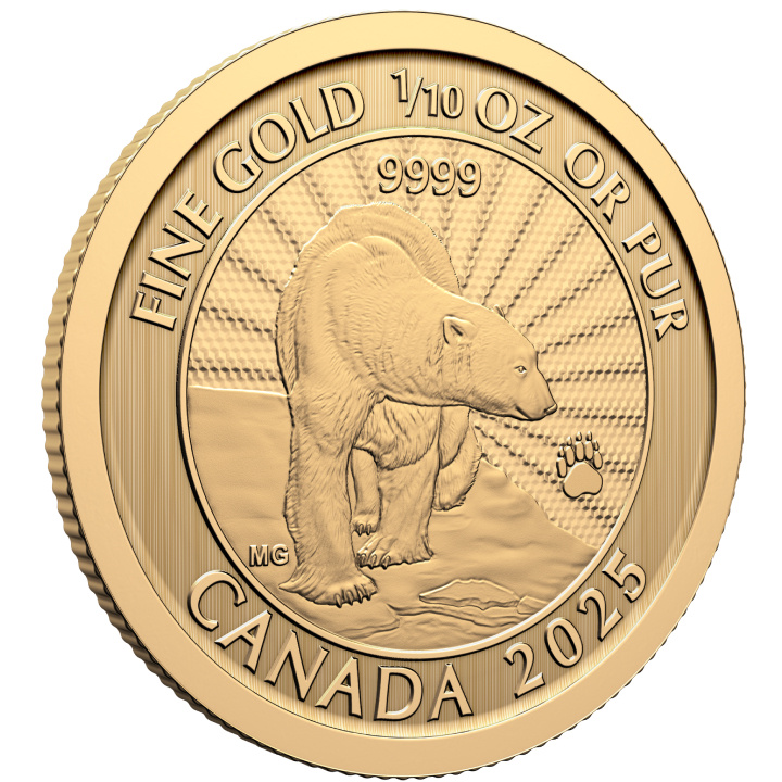 Canada: The Majestic Polar Bear 1/10 uncji Złota 2025