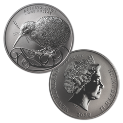 Kiwi 1 once d'argent 2020 (recouverte de nickel noir)