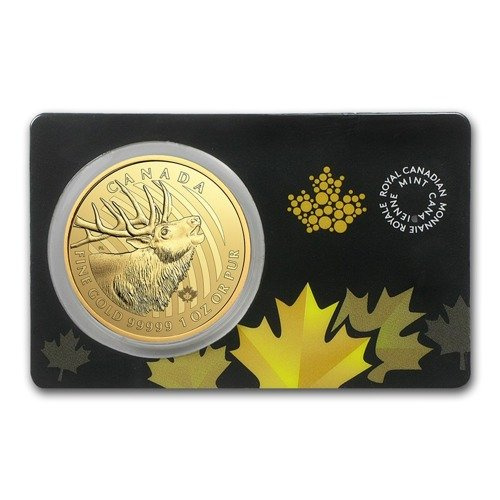 Llamada de la Naturaleza: Ciervo Wapiti 1 oz Oro 2017 (moneda en tarjeta)