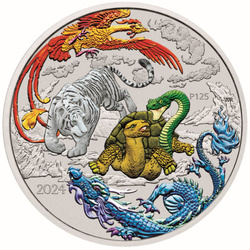 Chinese Myths and Legends: Four Guardians Hong kolorowana 1 uncja Srebra 2024