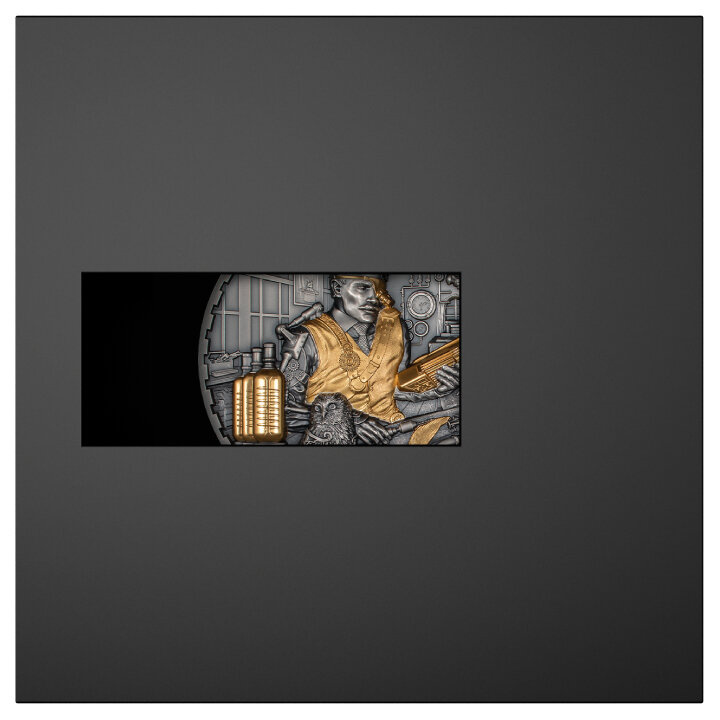 Cook Islands: Steampunk - Science Lab pozłacany 1000 gramów Srebra 2025 Antiqued Coin