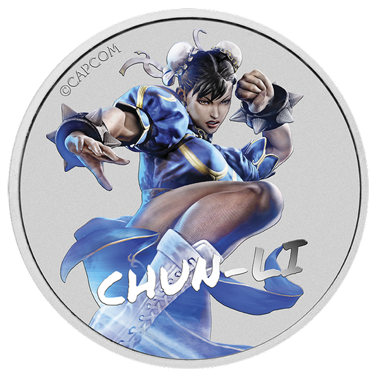 Tuvalu: Street Fighter - Chun Li colorata 1 oncia d'argento 2022
