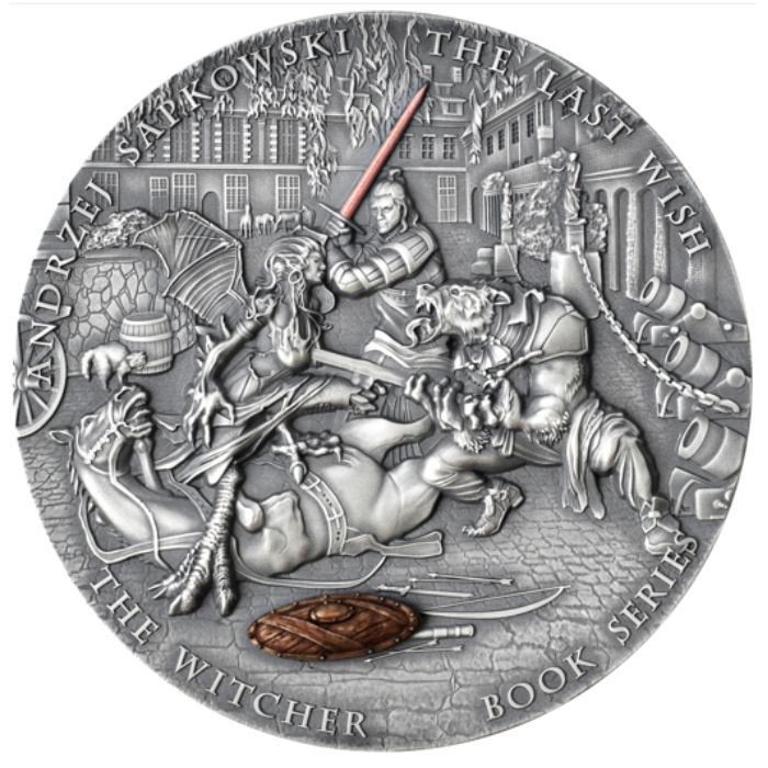 Niue: The Witcher: La Última Petición coloreada 200 g Plata 2025 High Relief Antiqued Coin