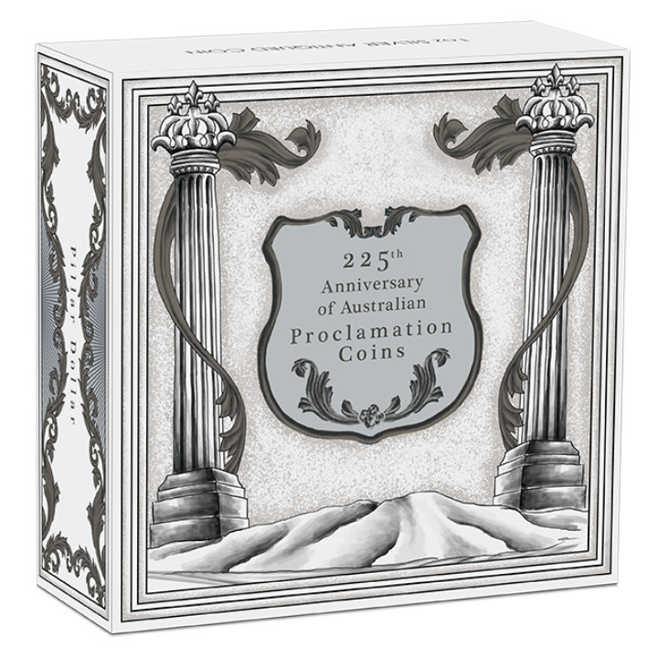 225.º aniversario de la proclamación australiana – Moneda Pillar Dollar 1 onza de plata 2025 con acabado envejecido