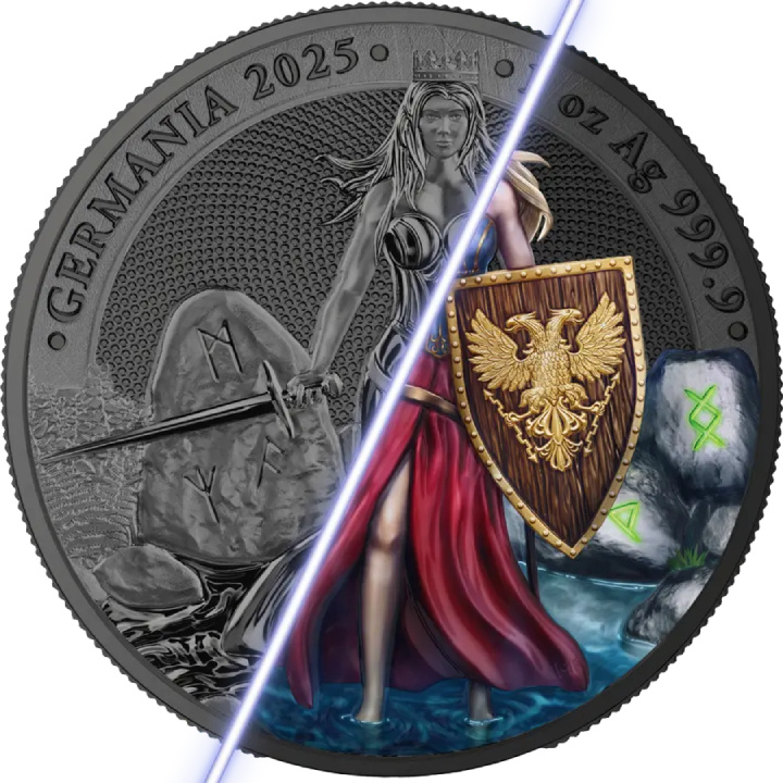 Germania farbig 1 oz Silber 2025 (Schwarzsilber) WMF Edition