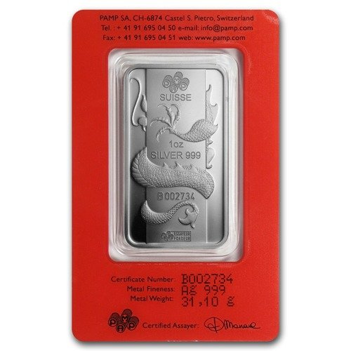 1 oz Bar Silber Lunar Jahr des Drachen