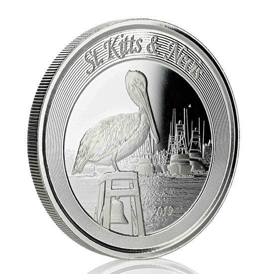 St. Kitts & Nevis: Brown Pelican 1 oz Silber 2019
