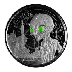 Ghana : Alien coloré 1 once d'argent rhodié 2021 (en noir)
