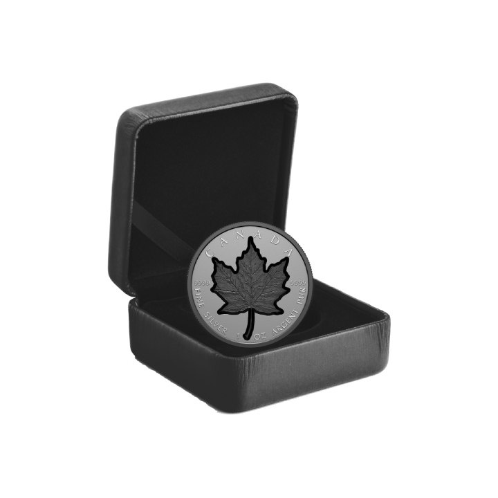 Kanadyjski Liść Klonowy - Super Incuse 1 uncja Srebra 2023 Black Rhodium Proof