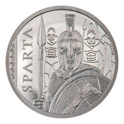 Cookovy ostrovy: Sparta 0,5 gramu platiny 2023 Proof