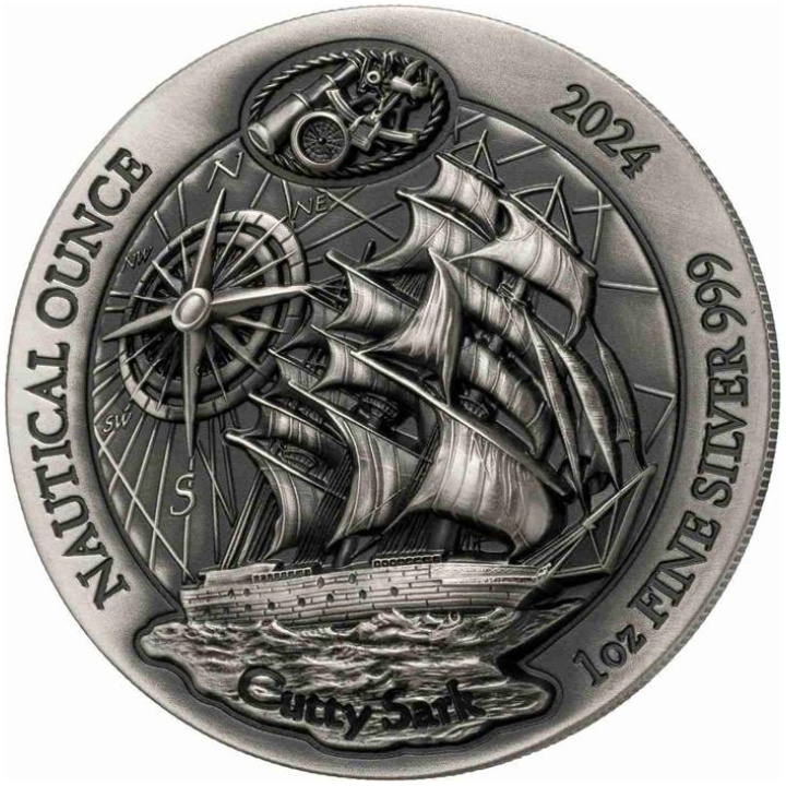 Rwanda : Nautical Ounce - Cutty Sark 1 once d'argent 2024 Antique Finish