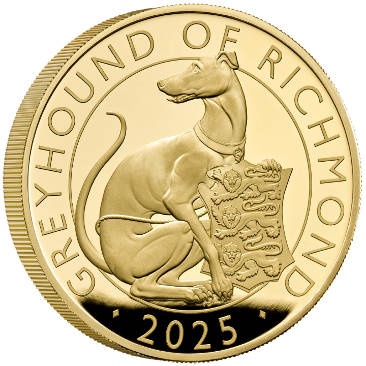 The Royal Tudor Beasts: Greyhound of Richmond 5 oz zlata 2025 Proof