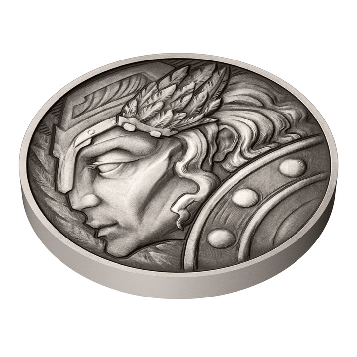 Niue: Mythological Figures - Valquiria Stand 1 oz Plata 2025 Antiqued Coin