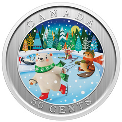 Monnaie en Acier Whimsical Winter colorée 50 cents 2026 Lenticular Coin