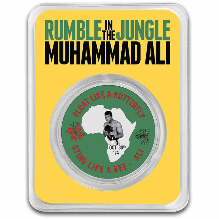 Niue: Muhammad Ali: Rumble In The Jungle colorato 1 oncia d'argento 2023 Slab