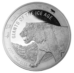 Ghana : Giants of the Ice Age - Lion des cavernes 1000 grammes d'argent 2022