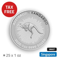 Australian Kangaroo 25 oz Silver - located at duty free magazine in Singapore (Malca-Amit)