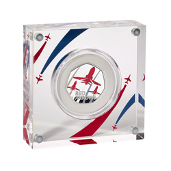 Barevný stříbrný 50p proof 2025 Red Arrows