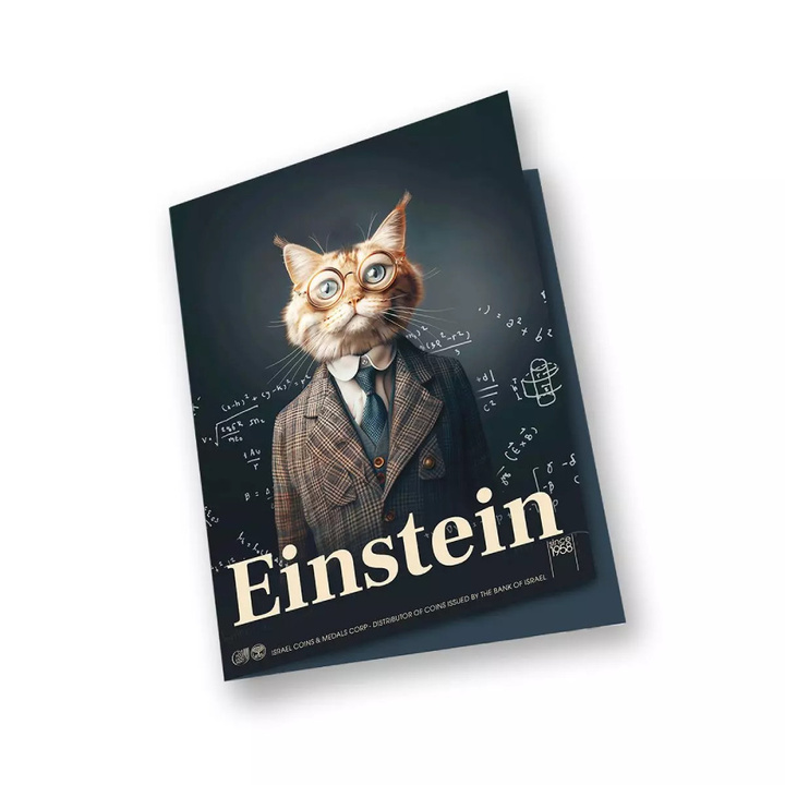 The Holy Land Mint - Human Cats - Einstein coloreada 1 onza Plata 2025