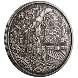Canadá: A Whimsical Tale - Steam Locomotive 3 oz Plata 2025 Antiqued Coin