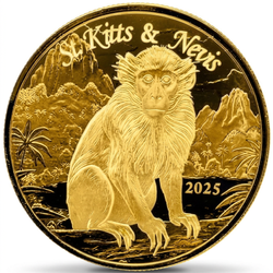 Goldmünze St. Kitts & Nevis: Grüne Meerkatze 1 Unze Gold 2025