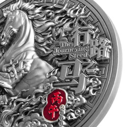 Ezüst érme Samoa: The Journeying Steed színezett 2 uncia ezüst 2026 Antiqued