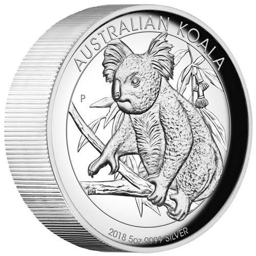 Koala Australiano 5 oz Plata 2018 Prueba Alto Relieve