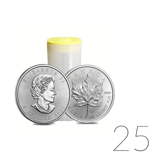 Foglia d'acero canadese 1 oncia d'argento 2020 PACCHETTO DA 25 PEZZI