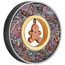 The Perth Mint Gingerbread Christmas colorată 2 oz argint 2026 Antiqued