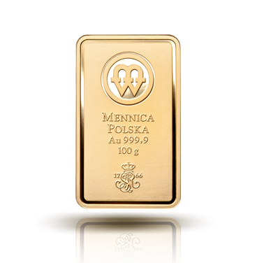 100 gramów Sztabka Złota Mennica Polska