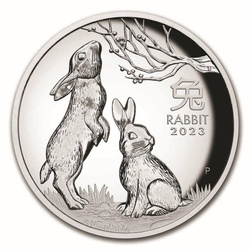 Perth Mint : Lunar III - Année du lapin 5 onces d'argent 2023 Proof High Relief