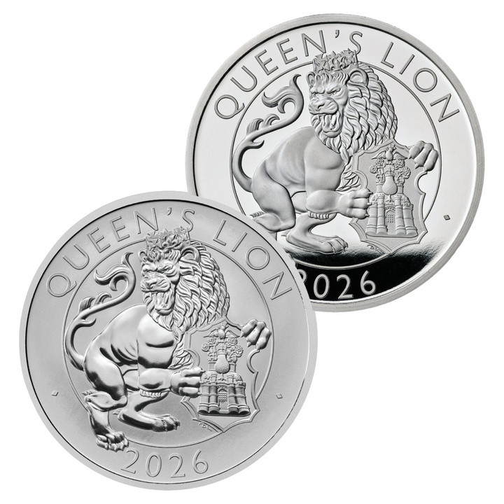 Le bestie reali dei Tudor: il leone della regina 2 x 1 oncia d'argento 2026 Proof/Matte Proof