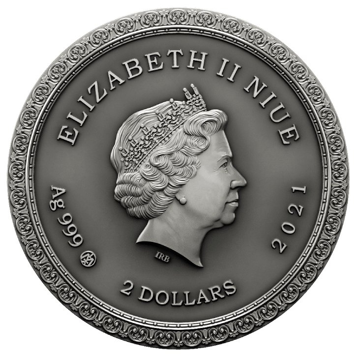 Niue: The Last Look on Palmyra $2 coloured Silber 2021 High Relief Antiqued Coin
