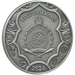 Niue: Save the Powers - Elephant placcato in oro $5 Argento 2024 Black Proof