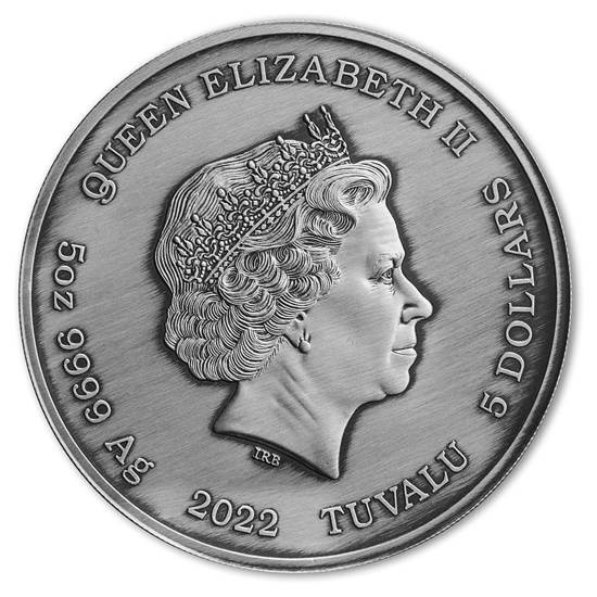 Tuvalu: Bogowie Olimpu - Hera 5 uncji Srebra 2022 Antiqued Coin