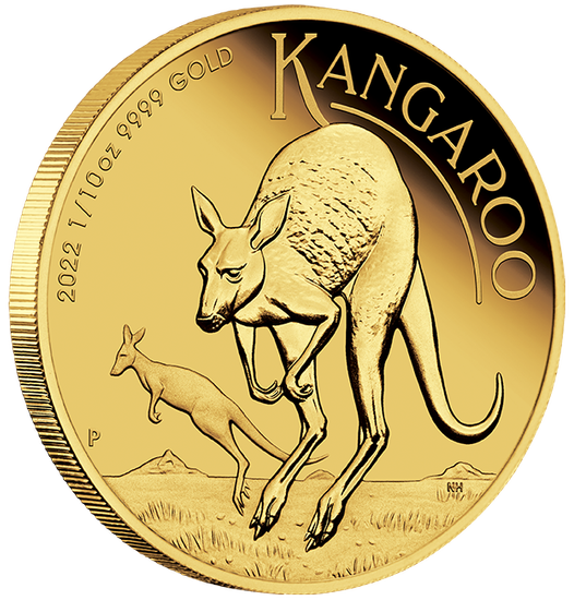 Zestaw Australijski Kangur 1/4 uncji & 1/10 uncji Złota 2022 Proof