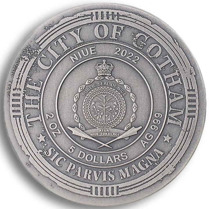 Niue: DC Comics - Batman színes 2 uncia ezüst 2022 magas dombornyomott antikolt érme