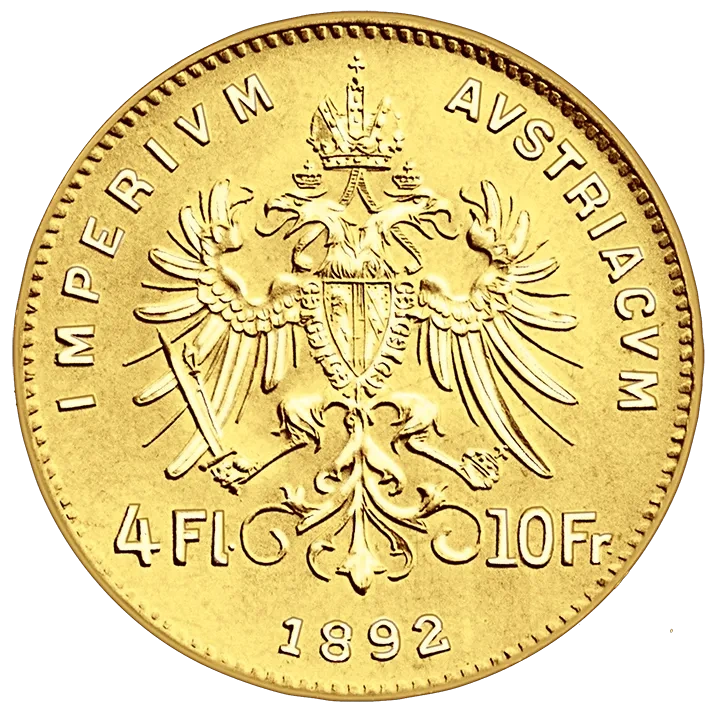 Monnaie en or Autriche 4 florins 1892 NOUVELLE FRAPPE