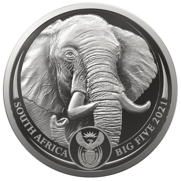 Big Five II: Elefante 1000 gramos Plata 2021 Proof