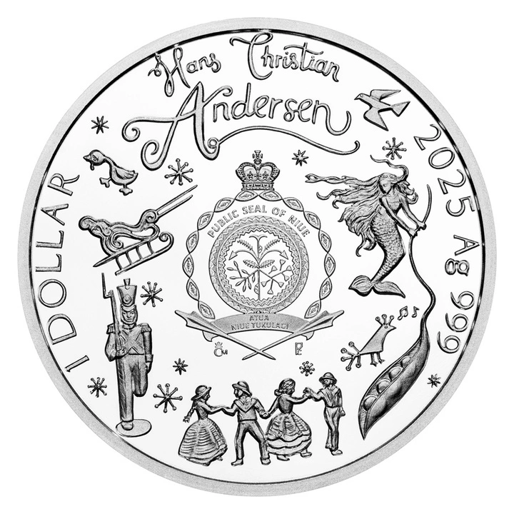 Niue: Book Templates - H. C. Andersen - La Reina de las Nieves coloreada 29 gramos Plata 2025 Proof