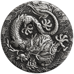 Mitos y Leyendas Chinos: Dragón 2 oz Plata 2022 Moneda Antigua
