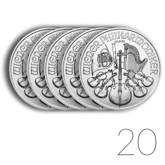 Wiener Philharmoniker 1 oz Silber 2021 PAKET 20 Stück