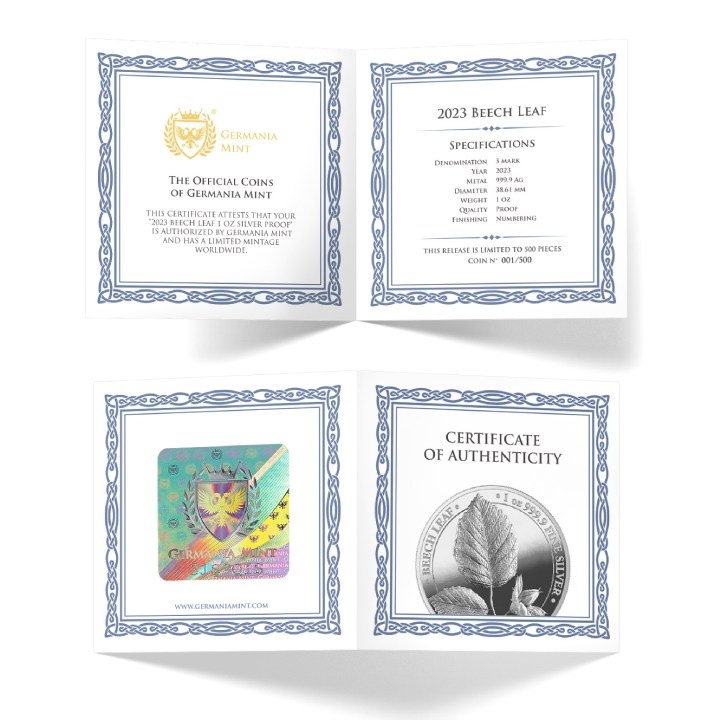 Beech Leaf 1 oncia d'argento 2023 Proof