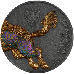 Germania Beasts Gullinbursti colorată aurită 2 oz argint 2025 Ultra Double High Relief