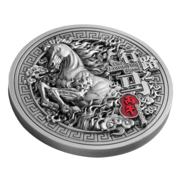 Ezüst érme Samoa: The Journeying Steed színezett 2 uncia ezüst 2026 Antiqued