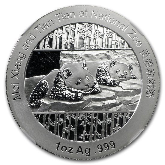 Smithsonian Institution: Čínská panda 1 unce stříbra 2014 PF69 Ultra Cameo