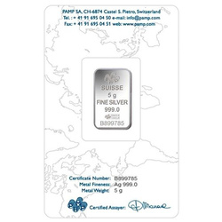 5 grammi Lingotto d'argento Pamp Suisse Rosa
