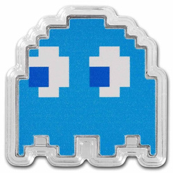 Niue: PAC-MAN GHOST "INKY" color 1 oz Silver 2022 Proof Shaped Coin