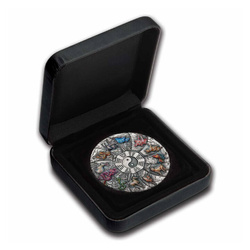 Tuvalu 12 Animales Lunares coloreados 5 oz Plata 2023 Moneda Antigua