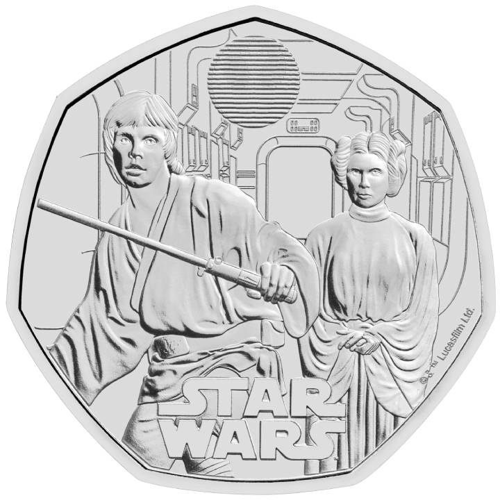 Star Wars: Luke Skywalker és Leia hercegnő 50 pence réz-nikkel 2023